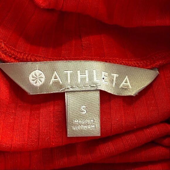 Athleta Red Turtleneck Ribbed Long Sleeve Top Size Small - Picture 3 of 10